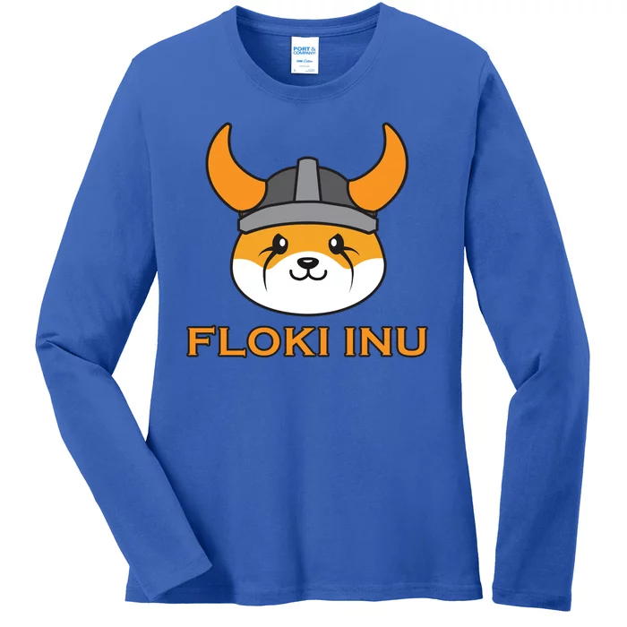 Floki Inu Crypto Currency Vikings Crypto Meme Ladies Long Sleeve Shirt