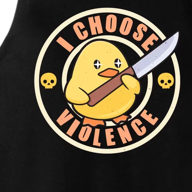 Funny I Choose Violence Baby Chick With Knife Ladies Tri-Blend Wicking Tank