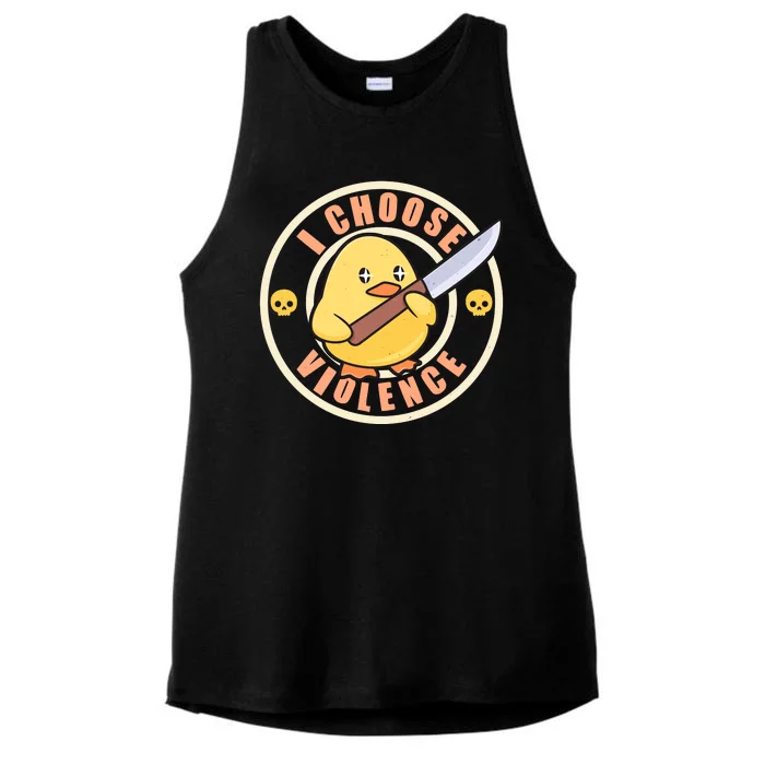 Funny I Choose Violence Baby Chick With Knife Ladies Tri-Blend Wicking Tank