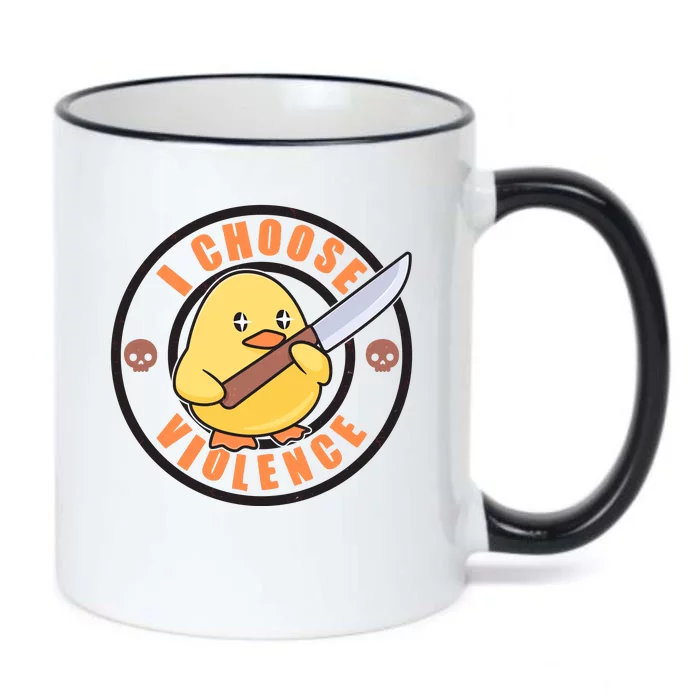 Funny I Choose Violence Baby Chick With Knife Black Color Changing Mug