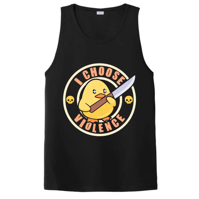 Funny I Choose Violence Baby Chick With Knife Performance Tank