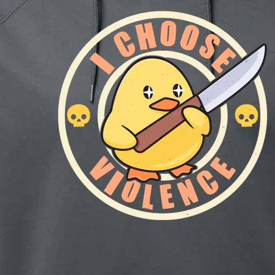 Funny I Choose Violence Baby Chick With Knife Performance Fleece Hoodie