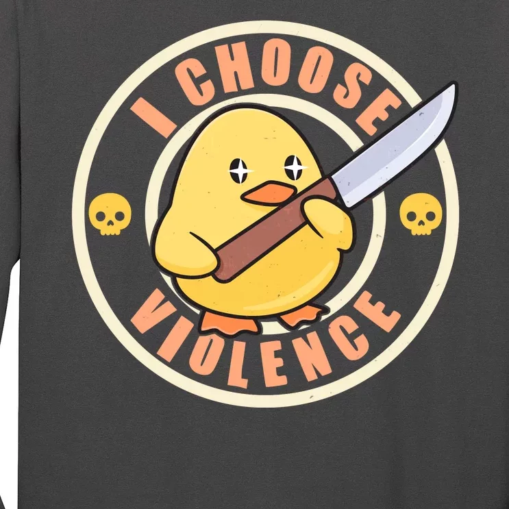 Funny I Choose Violence Baby Chick With Knife Long Sleeve Shirt