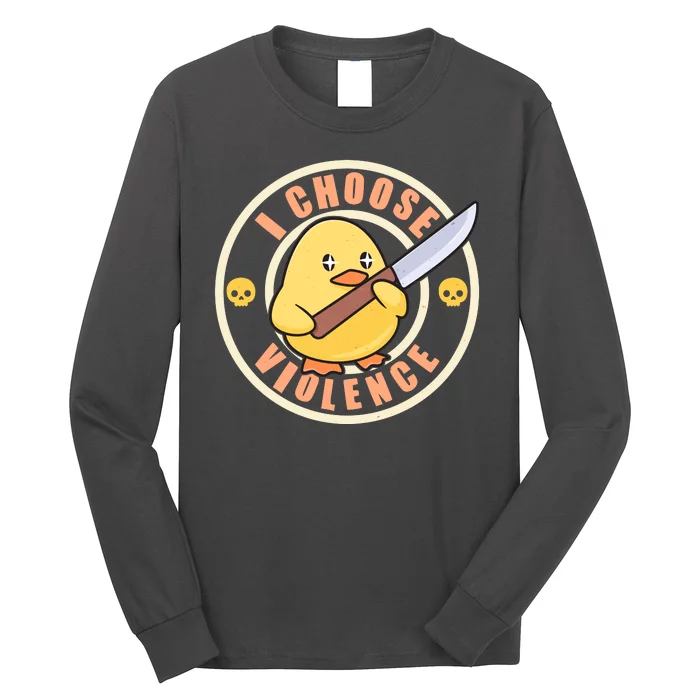 Funny I Choose Violence Baby Chick With Knife Long Sleeve Shirt