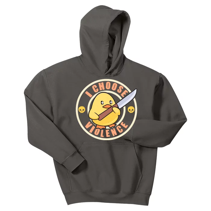 Funny I Choose Violence Baby Chick With Knife Kids Hoodie