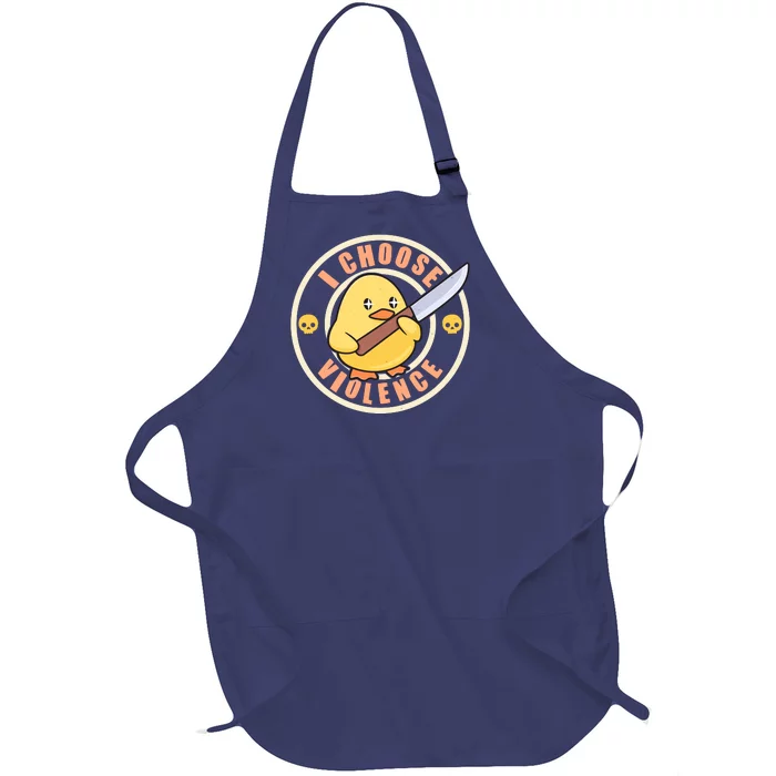 Funny I Choose Violence Baby Chick With Knife Full-Length Apron With Pocket