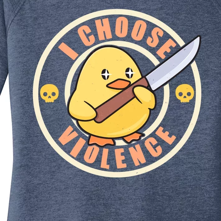 Funny I Choose Violence Baby Chick With Knife Women's Perfect Tri Tunic Long Sleeve Shirt