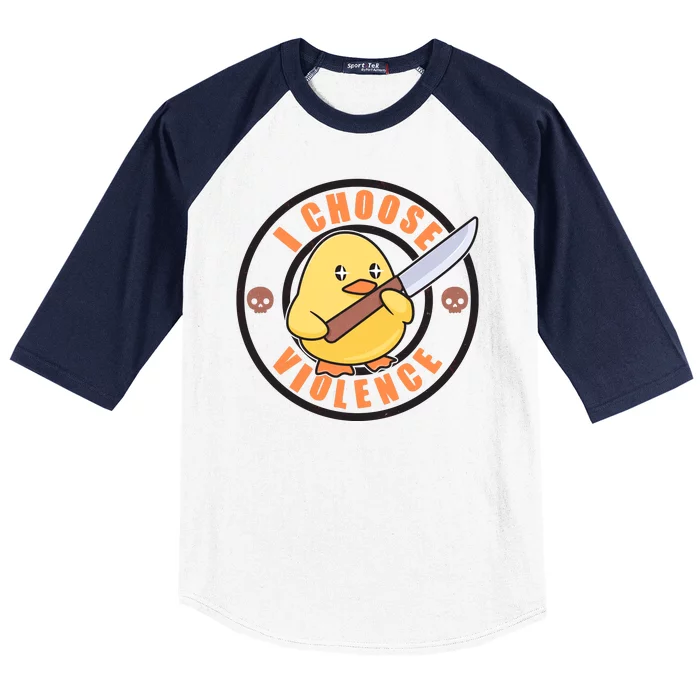 Funny I Choose Violence Baby Chick With Knife Baseball Sleeve Shirt