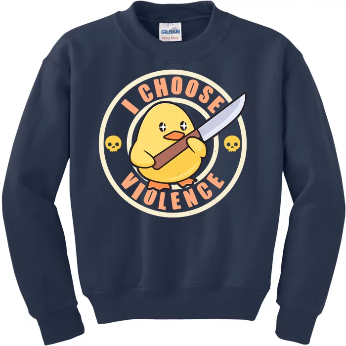 Funny I Choose Violence Baby Chick With Knife Kids Sweatshirt