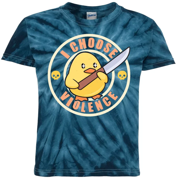 Funny I Choose Violence Baby Chick With Knife Kids Tie-Dye T-Shirt