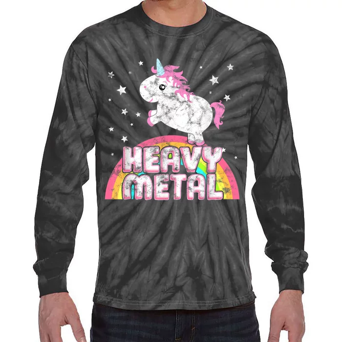 Funny Ironic Cool Unicorn Heavy Metal Music Festival Tie-Dye Long Sleeve Shirt