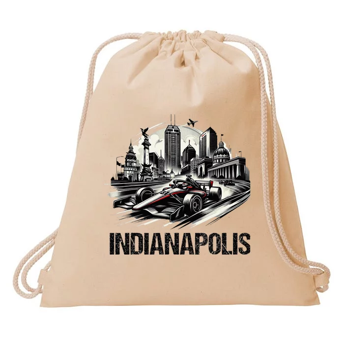 Formula Indianapolis City Indiana Circuit Racetrack Fast Drawstring Bag