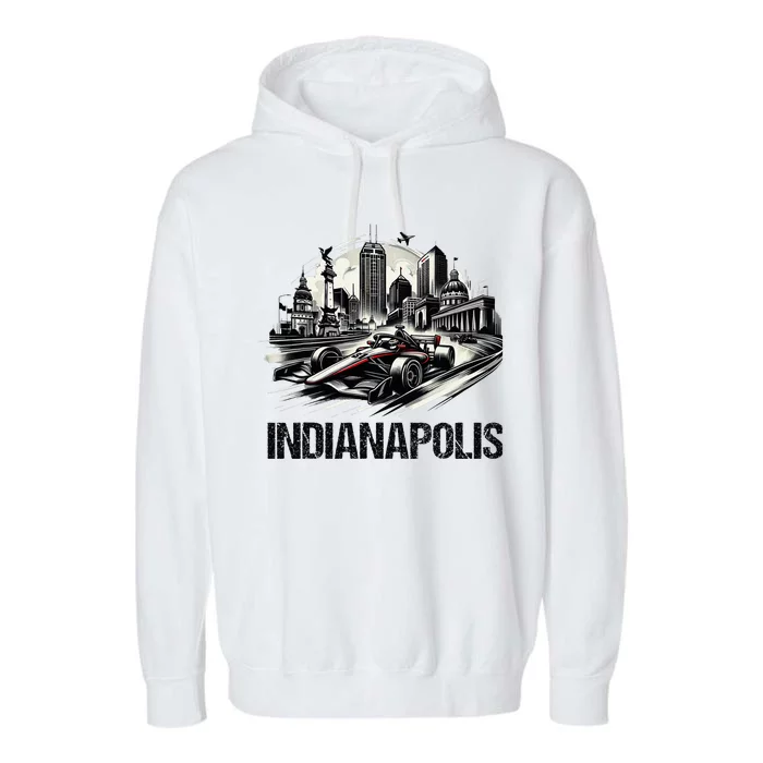 Formula Indianapolis City Indiana Circuit Racetrack Fast Garment-Dyed Fleece Hoodie