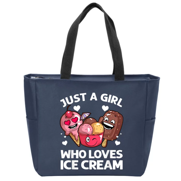 Funny Ice Cream Design For Women Girl Ice Cream Cone Lovers Zip Tote Bag