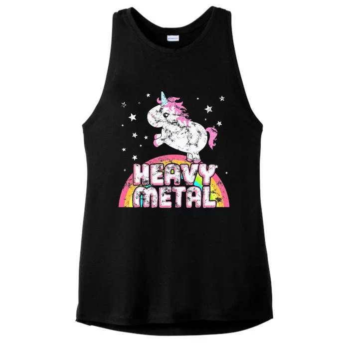 Funny Ironic Cool Unicorn Heavy Metal Music Festival Ladies Tri-Blend Wicking Tank