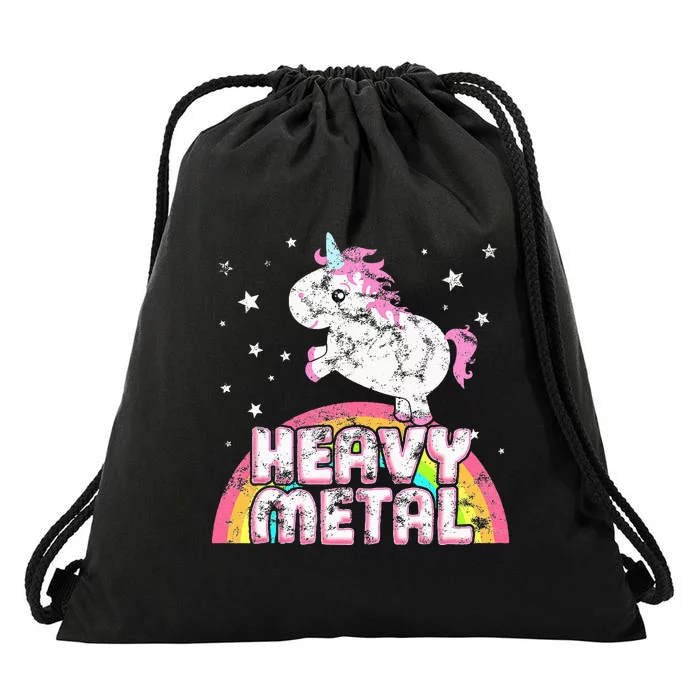 Funny Ironic Cool Unicorn Heavy Metal Music Festival Drawstring Bag