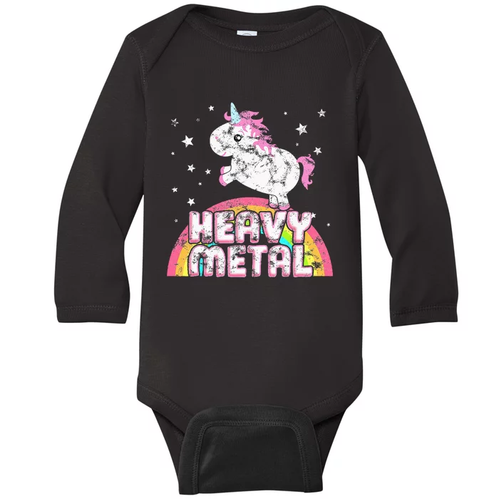 Funny Ironic Cool Unicorn Heavy Metal Music Festival Baby Long Sleeve Bodysuit