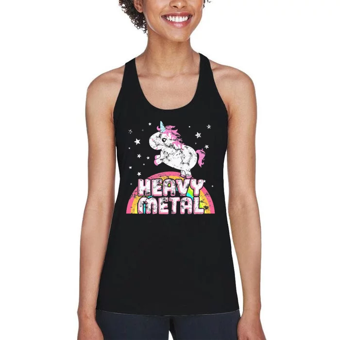 Funny Ironic Cool Unicorn Heavy Metal Music Festival Women's Racerback Tank