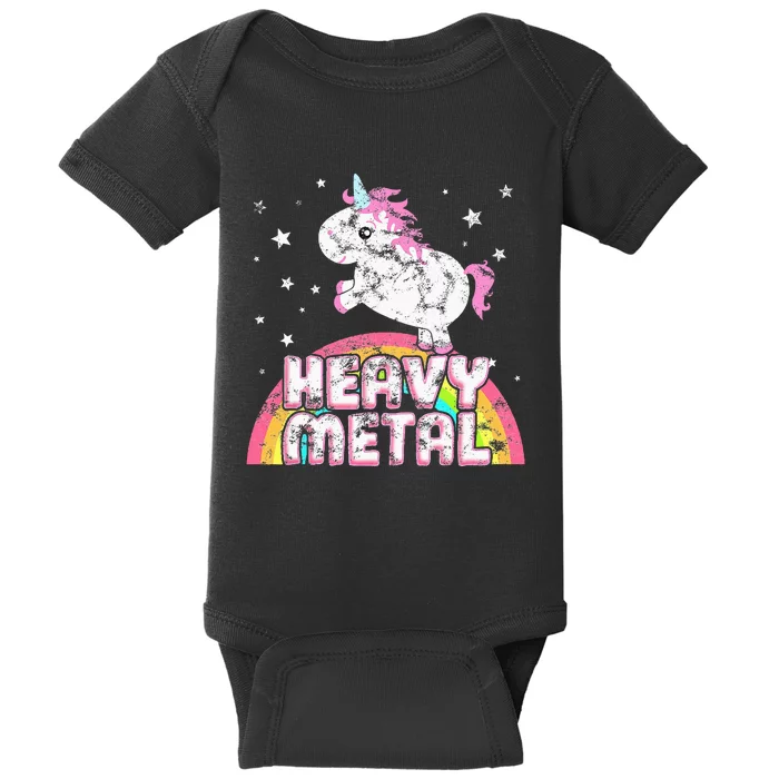 Funny Ironic Cool Unicorn Heavy Metal Music Festival Baby Bodysuit