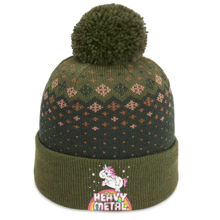 Funny Ironic Cool Unicorn Heavy Metal Music Festival The Baniff Cuffed Pom Beanie