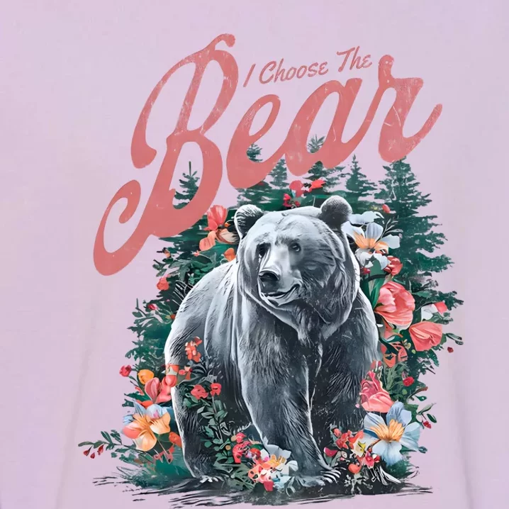 Floral I Choose The Bear Feminist Quote Garment-Dyed Sweatshirt