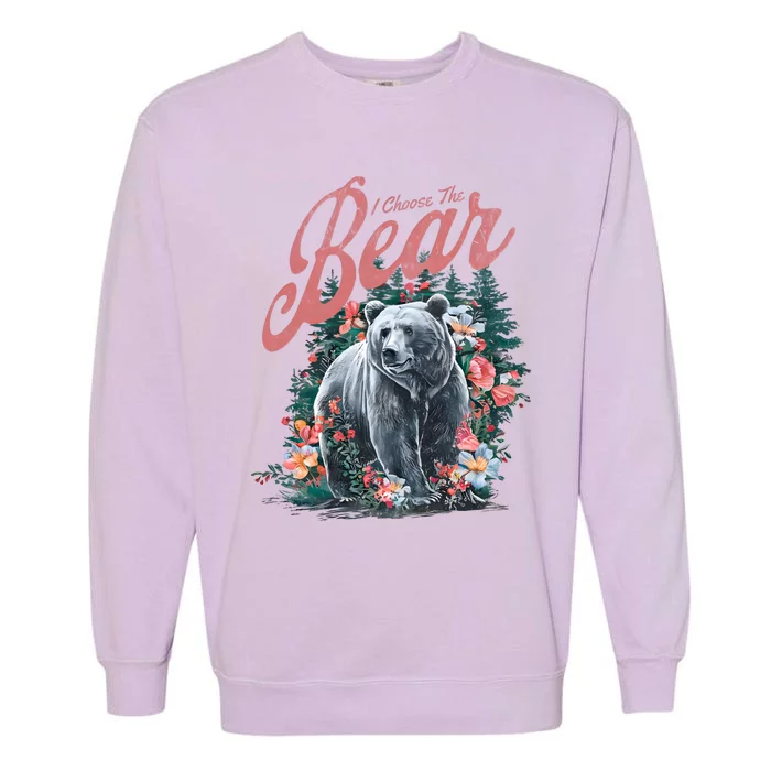 Floral I Choose The Bear Feminist Quote Garment-Dyed Sweatshirt