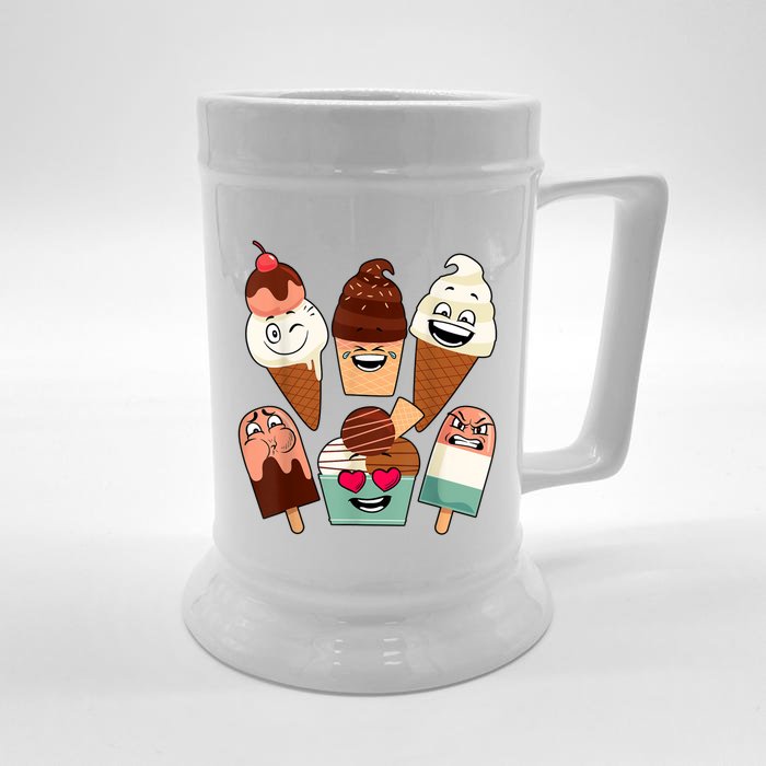 Funny Ice Cream Art For Boy Girl Ice Cream Lovers Front & Back Beer Stein