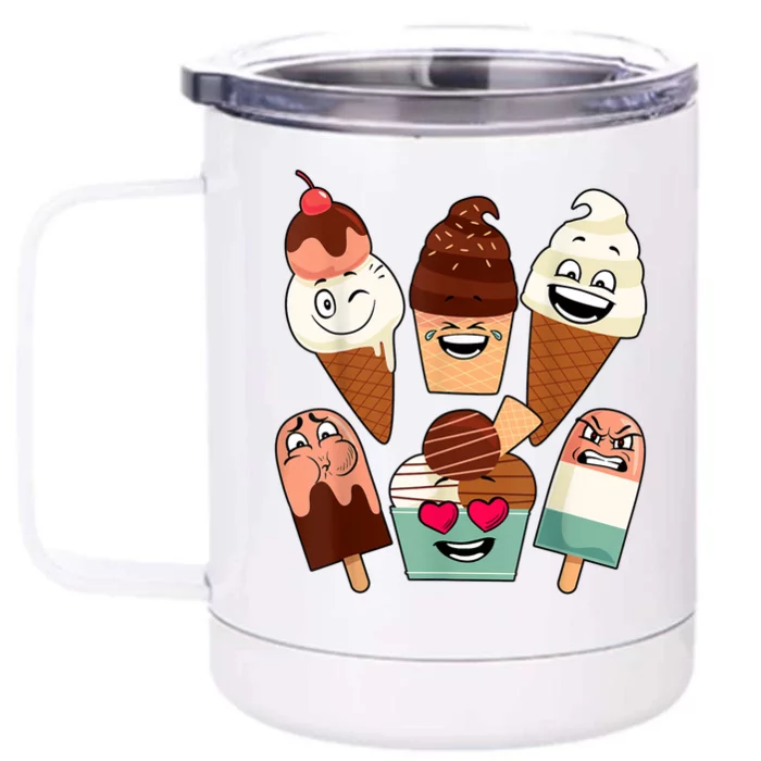 Funny Ice Cream Art For Boy Girl Ice Cream Lovers Front & Back 12oz Stainless Steel Tumbler Cup