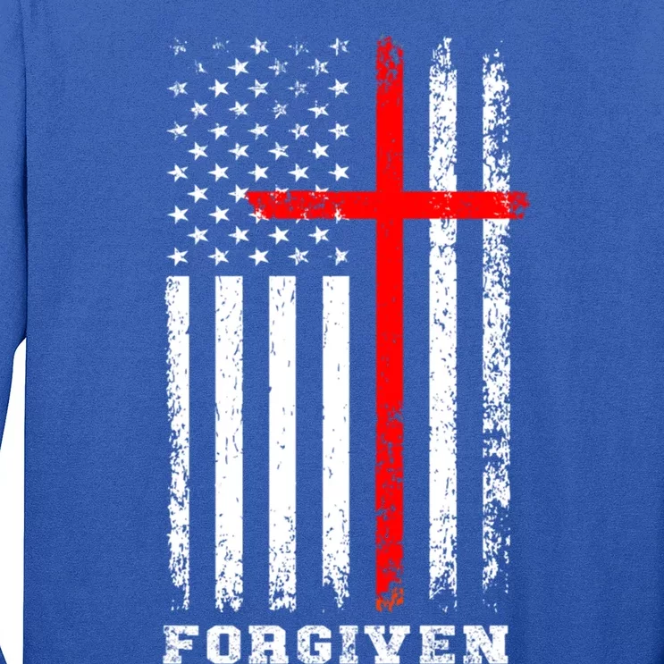 Forgiven Inspirational Christian Us Flag Gift Long Sleeve Shirt