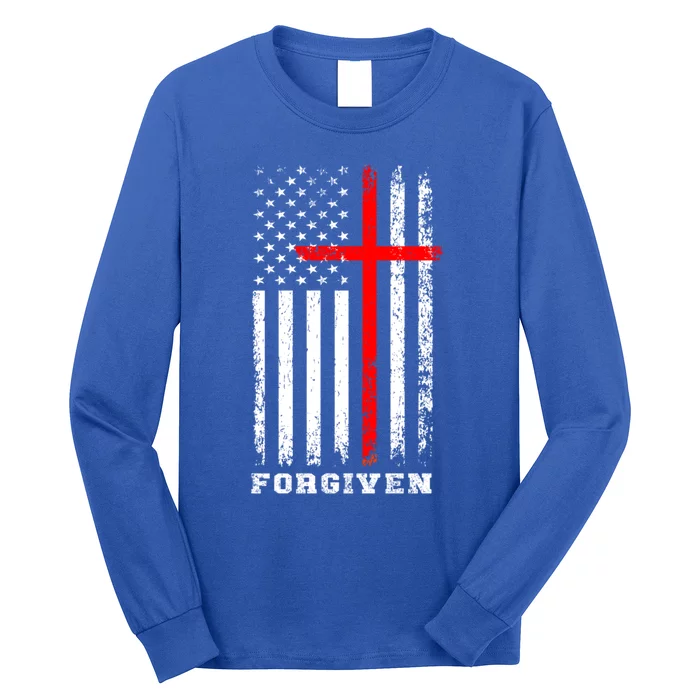 Forgiven Inspirational Christian Us Flag Gift Long Sleeve Shirt