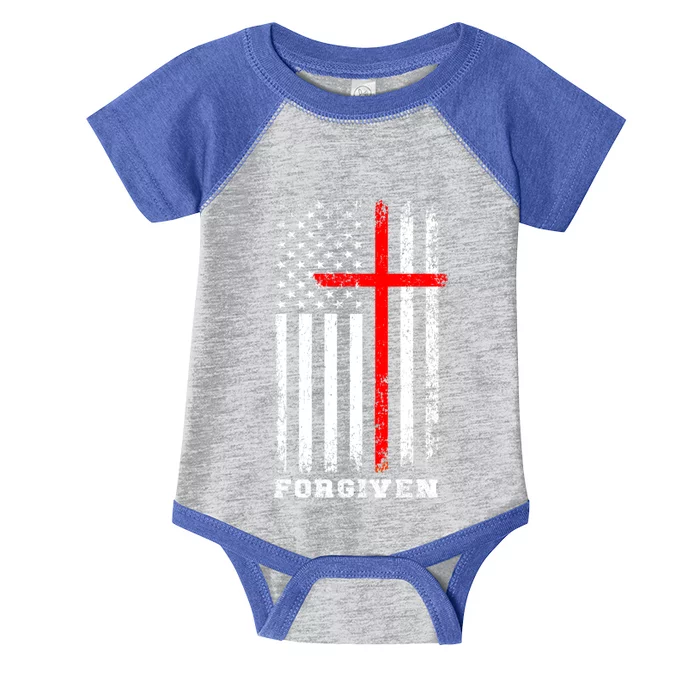 Forgiven Inspirational Christian Us Flag Gift Infant Baby Jersey Bodysuit