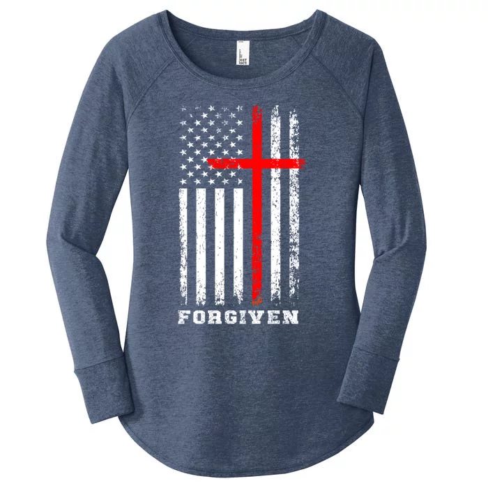 Forgiven Inspirational Christian Us Flag Gift Women's Perfect Tri Tunic Long Sleeve Shirt