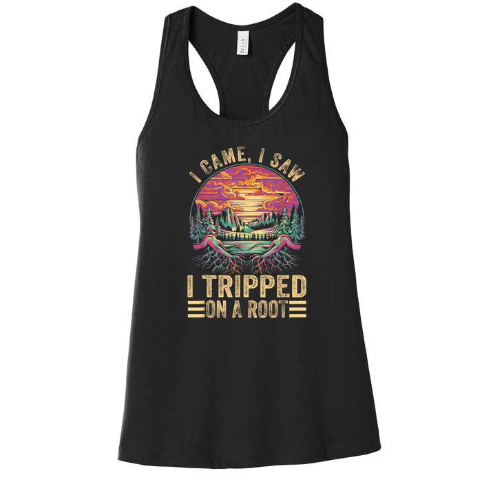 Funny I Came I Saw I Tripped On A Root Hinking Advanture Women's Racerback Tank