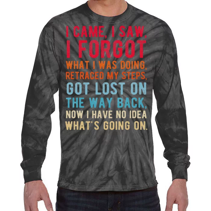 Funny I Came I Saw I Forgot What I Was Doing Got Lost Tie-Dye Long Sleeve Shirt