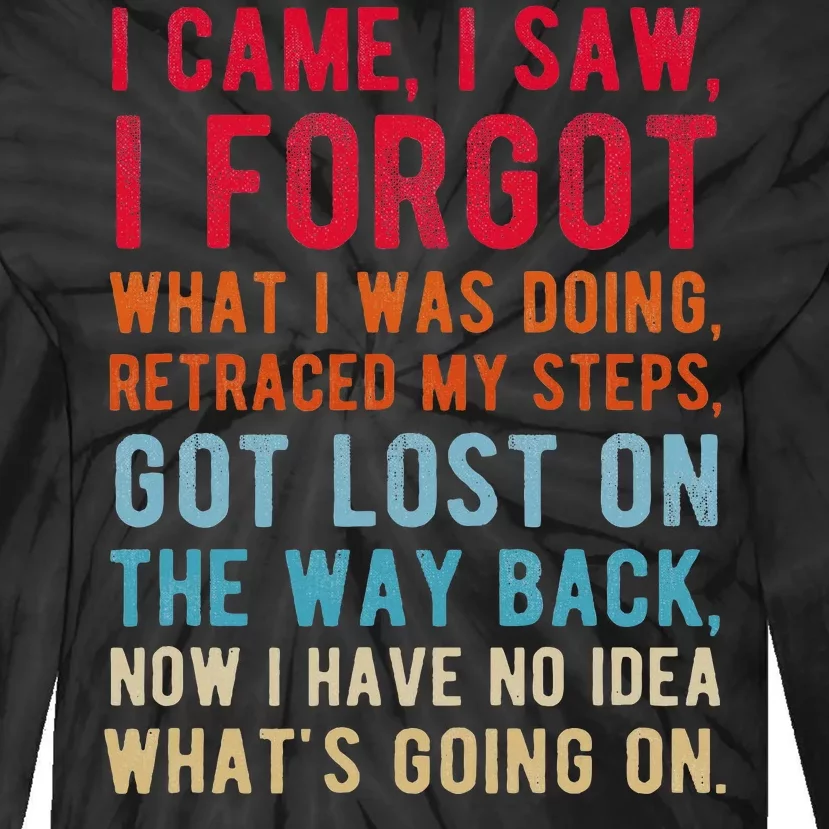 Funny I Came I Saw I Forgot What I Was Doing Got Lost Tie-Dye Long Sleeve Shirt