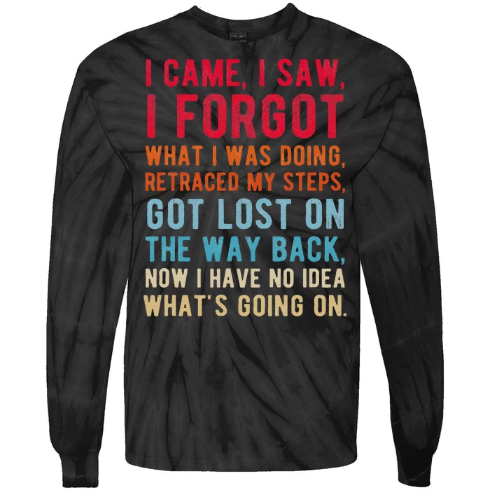 Funny I Came I Saw I Forgot What I Was Doing Got Lost Tie-Dye Long Sleeve Shirt