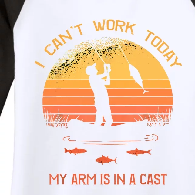 Funny I Can't Work Today My Arm Is In A Cast Shirt Funny Fly Fishing Meme Shirt Women's Tri-Blend 3/4-Sleeve Raglan Shirt