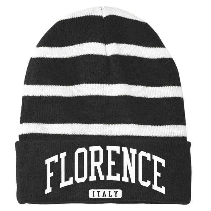 Florence Italy College University Style Striped Beanie with Solid Band