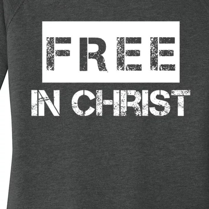 Free In Christ Christian Women's Perfect Tri Tunic Long Sleeve Shirt