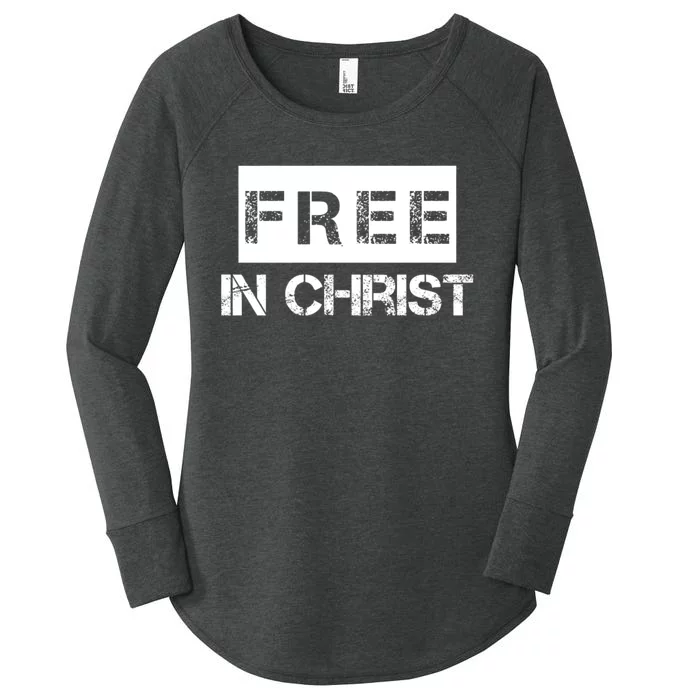 Free In Christ Christian Women's Perfect Tri Tunic Long Sleeve Shirt