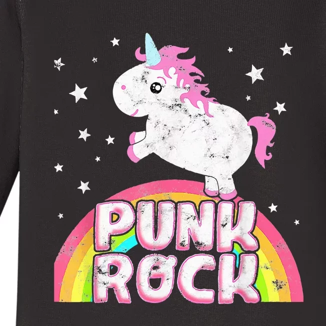 Funny Ironic Cool Unicorn Punk Rock Rap Music Festival Baby Long Sleeve Bodysuit