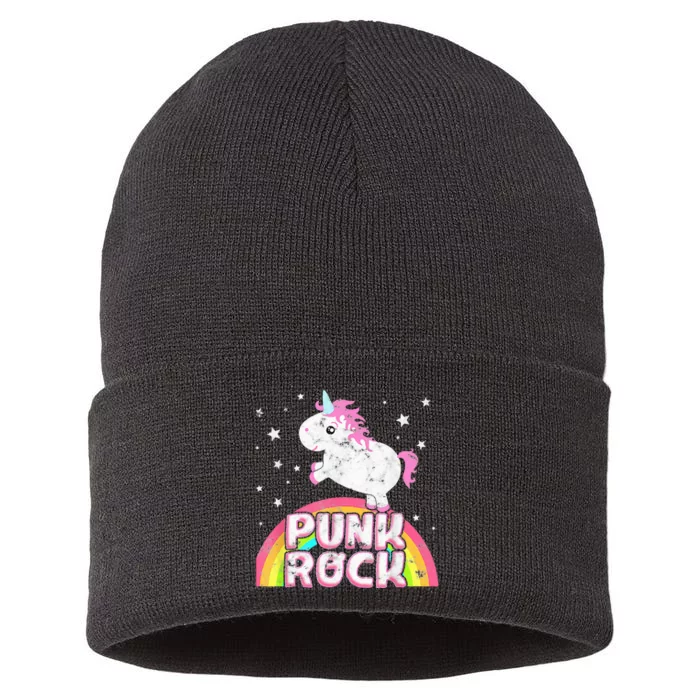 Funny Ironic Cool Unicorn Punk Rock Rap Music Festival Sustainable Knit Beanie