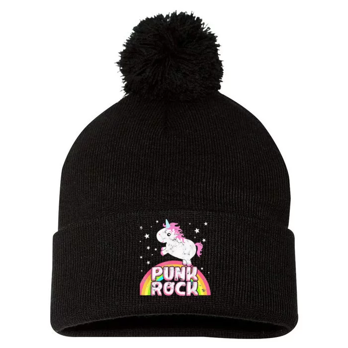 Funny Ironic Cool Unicorn Punk Rock Rap Music Festival Pom Pom 12in Knit Beanie