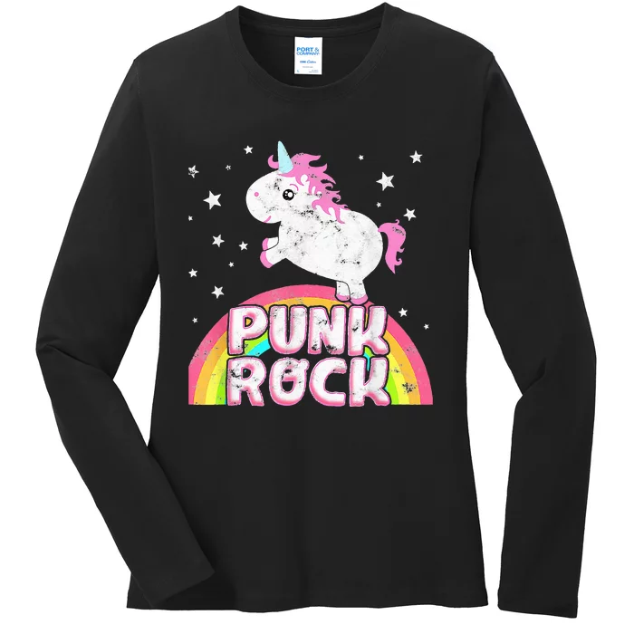 Funny Ironic Cool Unicorn Punk Rock Rap Music Festival Ladies Long Sleeve Shirt