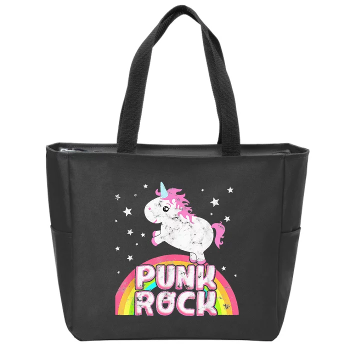 Funny Ironic Cool Unicorn Punk Rock Rap Music Festival Zip Tote Bag