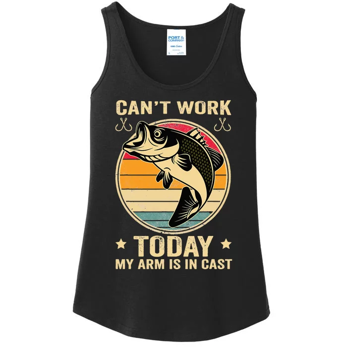 Fisherman, I can't work today my arm is in a cast, Funny Ladies Essential Tank