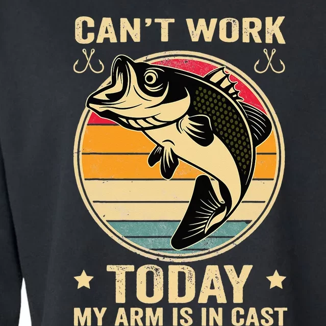 Fisherman, I can't work today my arm is in a cast, Funny Cropped Pullover Crew