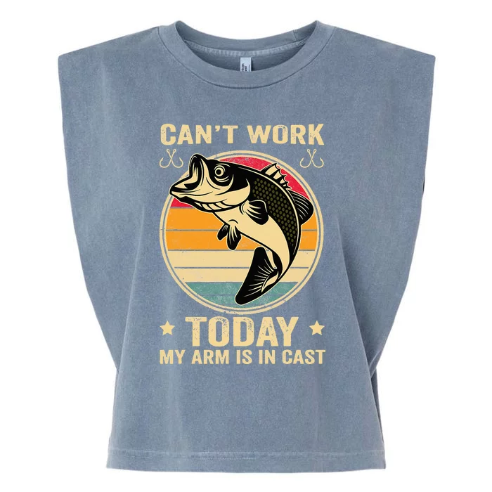 Fisherman, I can't work today my arm is in a cast, Funny Garment-Dyed Women's Muscle Tee