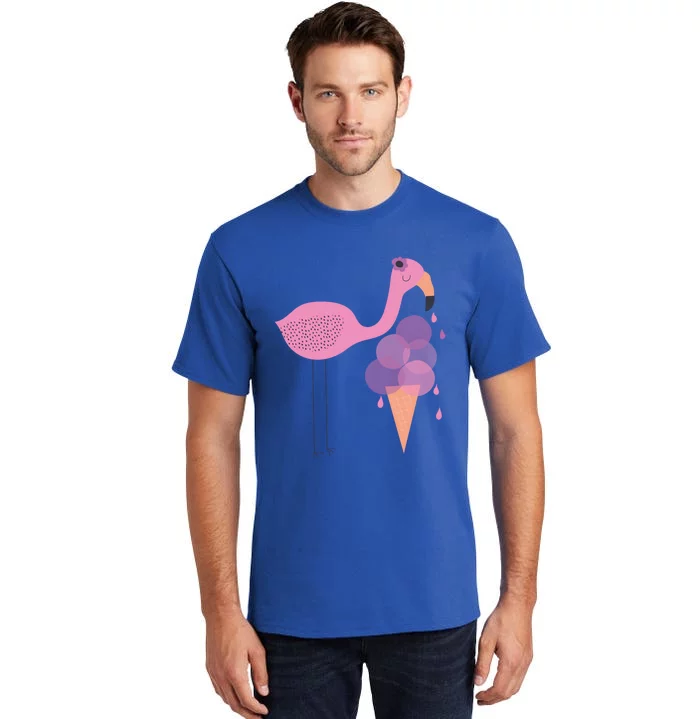 Flamingo Ice Cream Summer Vacay Party Beach Vibes Gift Tall T-Shirt