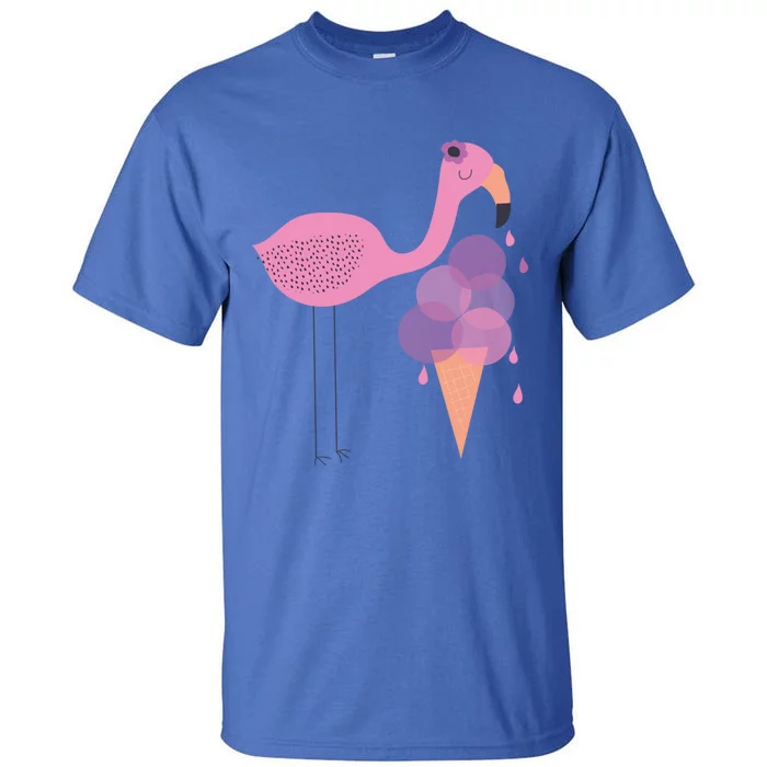 Flamingo Ice Cream Summer Vacay Party Beach Vibes Gift Tall T-Shirt